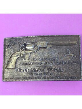 Vintage Colt Navy 36 Cal Revolver Model 1851 Brass Belt Buckle Sam Ferren Samco